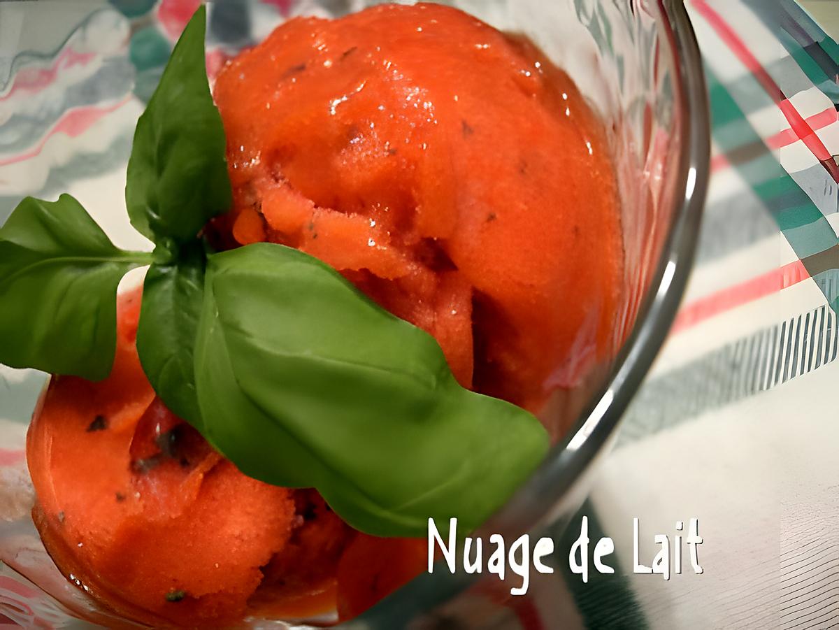 recette SORBET FRAISES/BASILIC