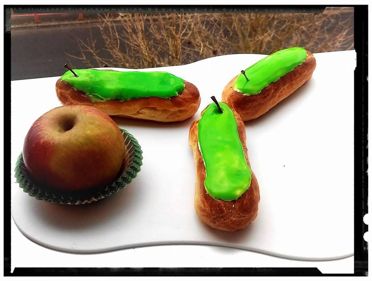 recette éclairs à la crème légère aux  pommes caramélisées