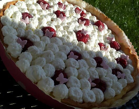 recette Tarte au citron et framboises avec chantilly au mascarpone