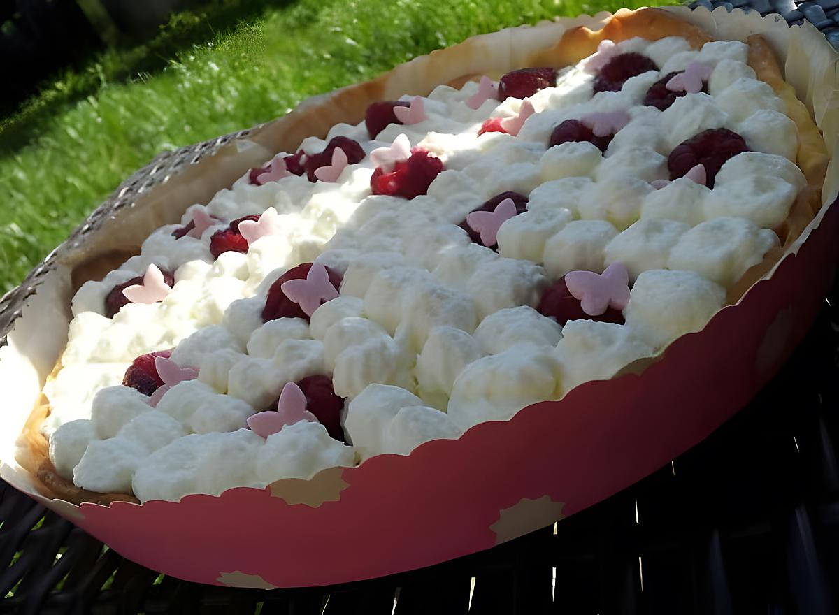 recette Tarte au citron et framboises avec chantilly au mascarpone