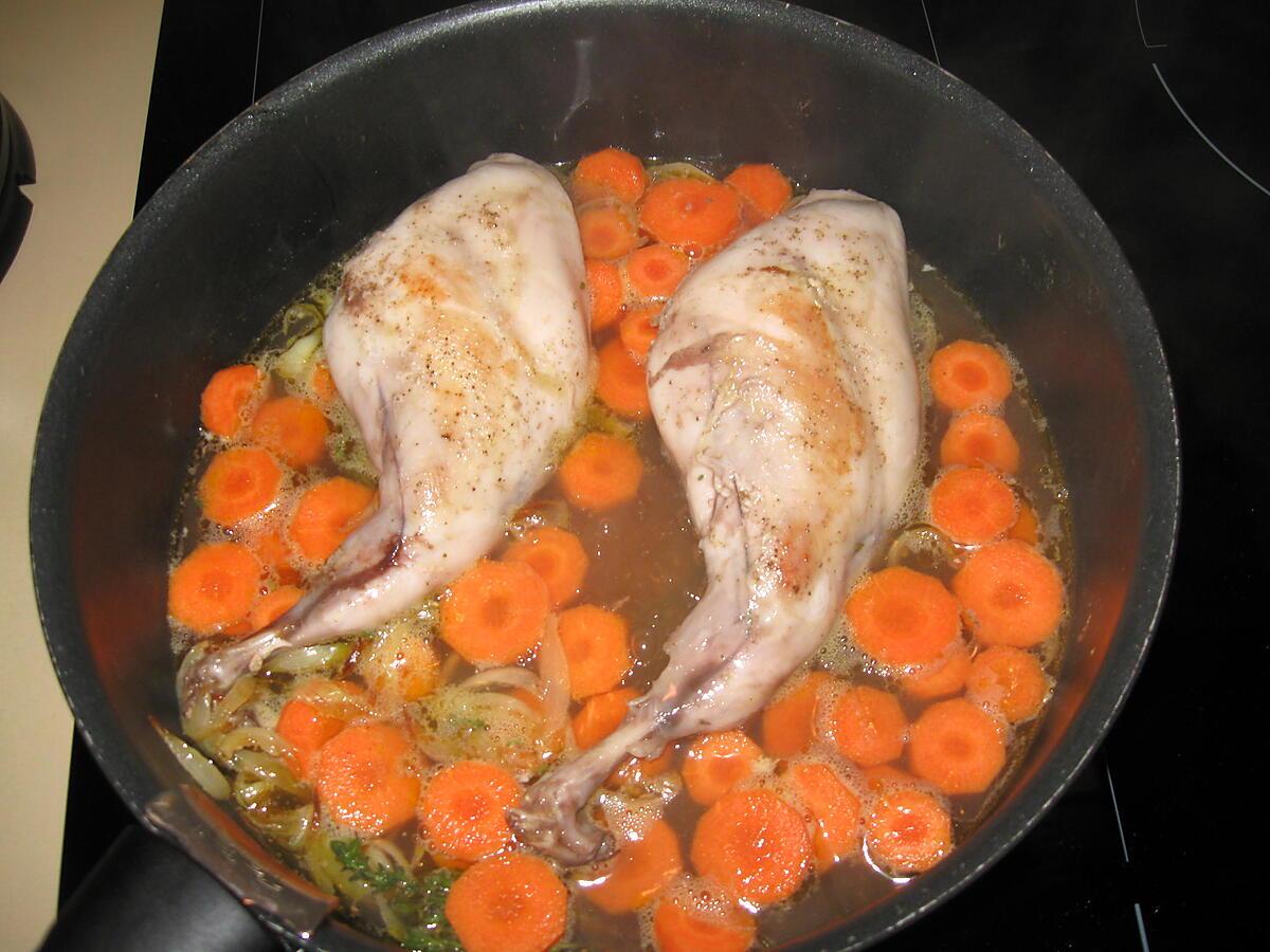 recette Cuisse de lapin, carottes et champignons à la crème