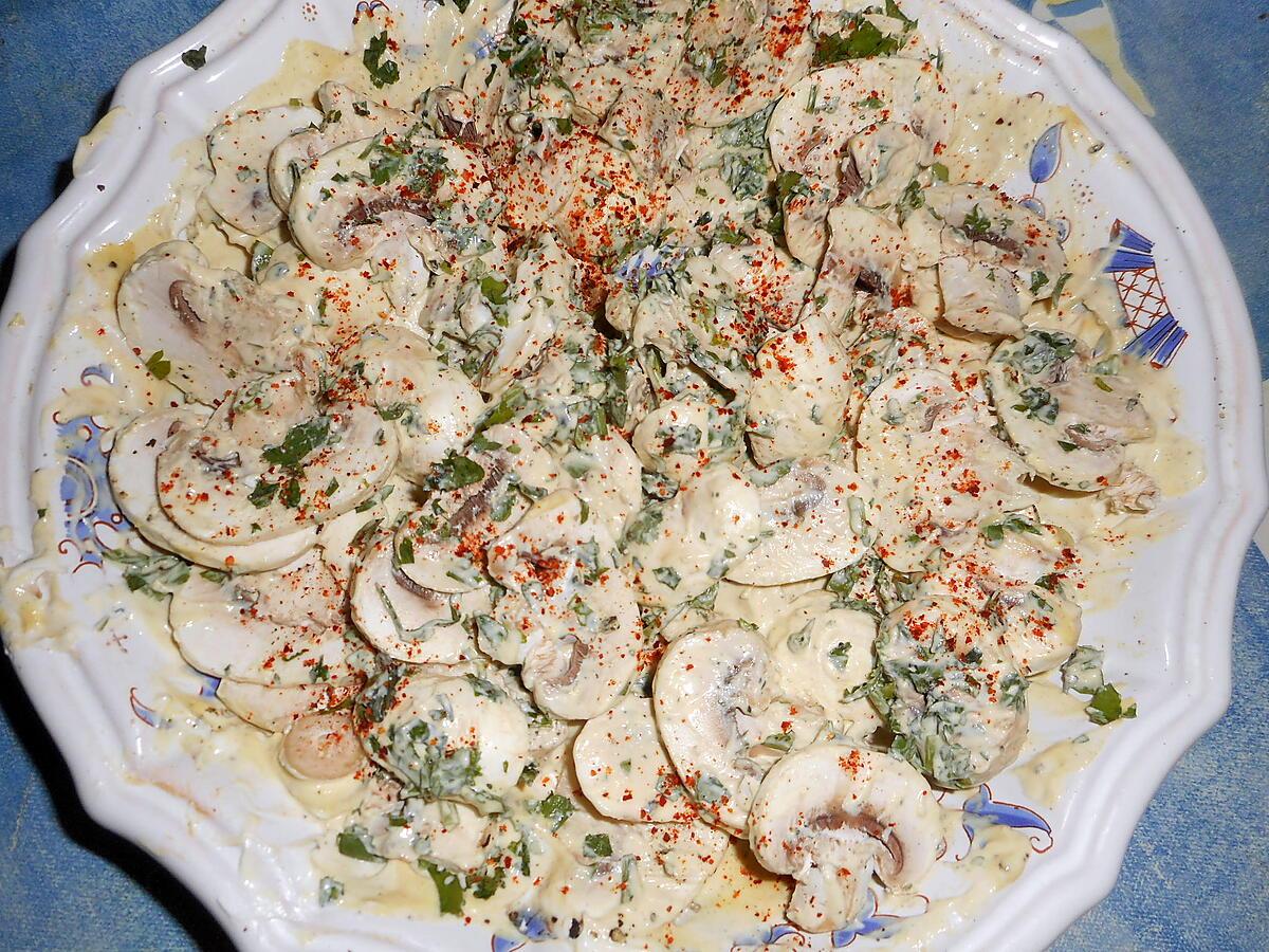 recette Salade de champignons de paris a la creme moutardée