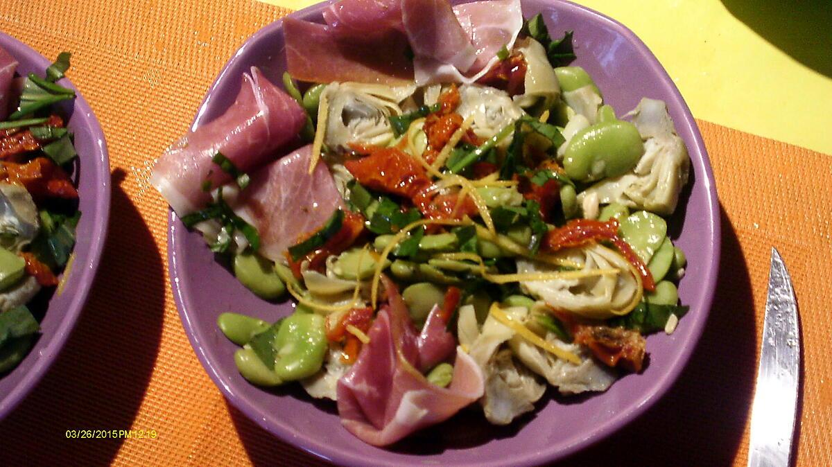 recette Salade de fèves et coeurs d'artichauts