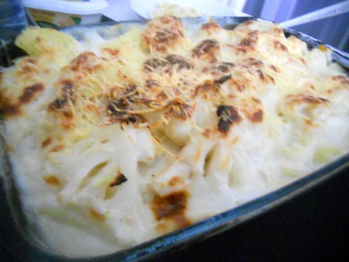 Recette de Gratin de choux fleur a la béchamel et aux maïs de Mamie