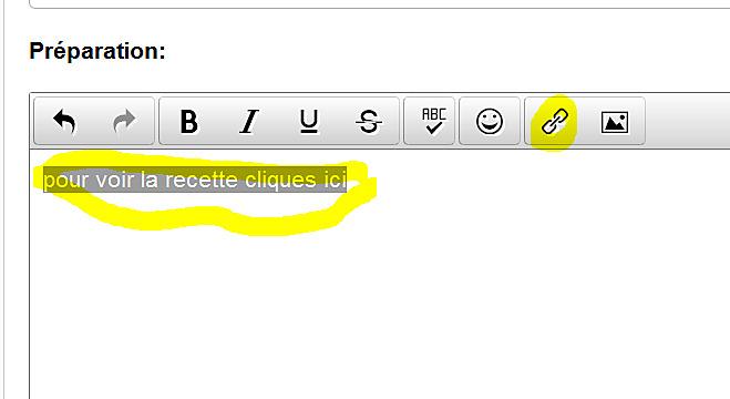 recette Comment faire un lien comme je fais dans mes recettes (demandé aujourd'hui par Rosinette)