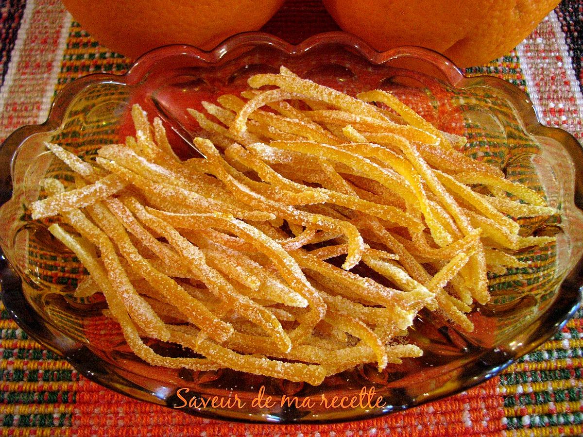 recette Lanières d'écorces d'oranges confites