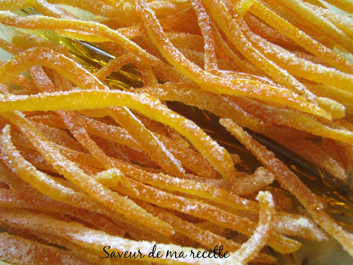 recette Lanières d'écorces d'oranges confites