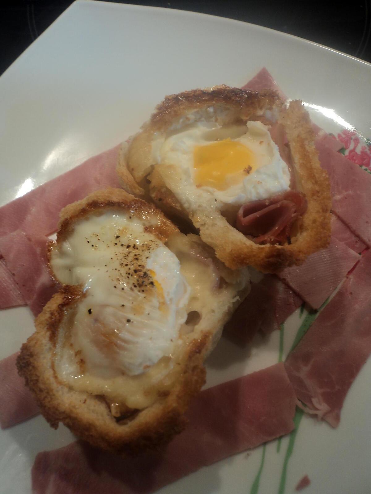 recette nid de pâques au jambon et fromage ( croque madame revisiter )