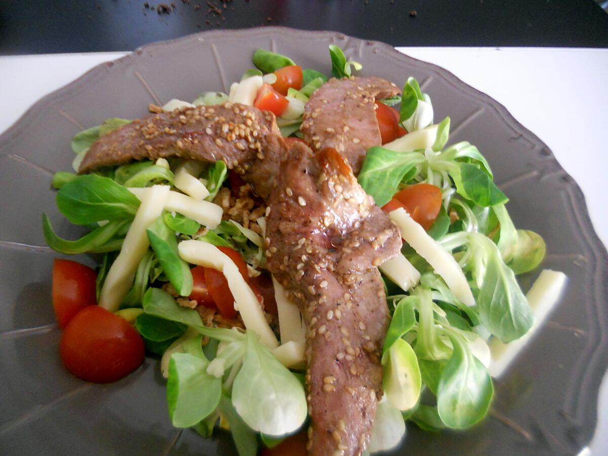 recette Salade d'aiguillettes de canard mariné aux 4 épices