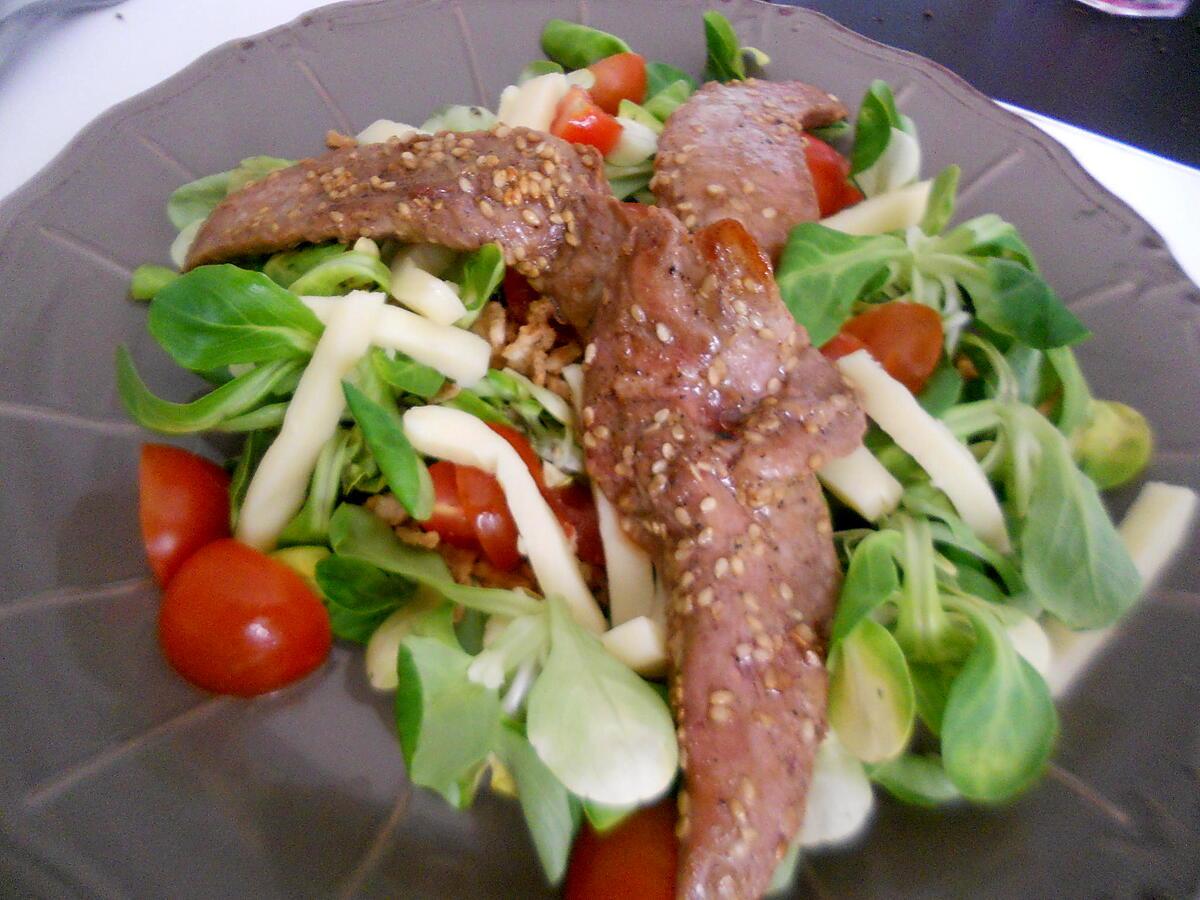 recette Salade d'aiguillettes de canard mariné aux 4 épices