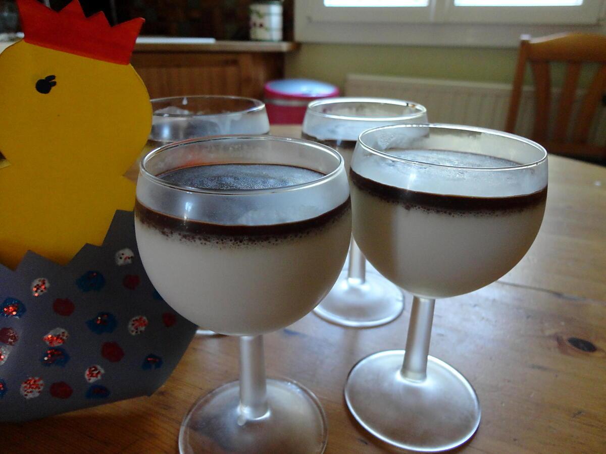 recette PANNA COTTA au lait de coco  et ganache au chocolat