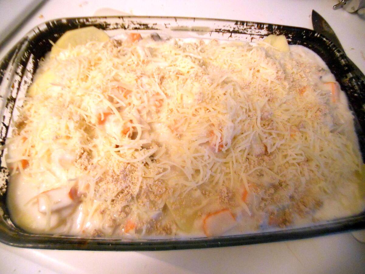 recette Gratin dauphinois aux fruits de mer et surimis