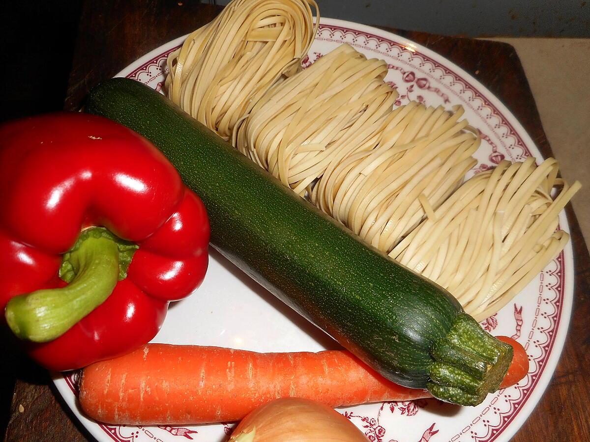 recette Wok de nouilles chinoises aux légumes