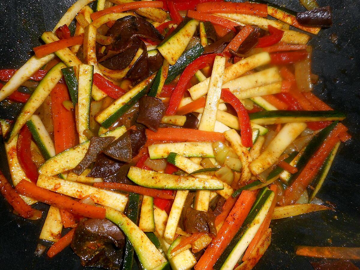 recette Wok de nouilles chinoises aux légumes