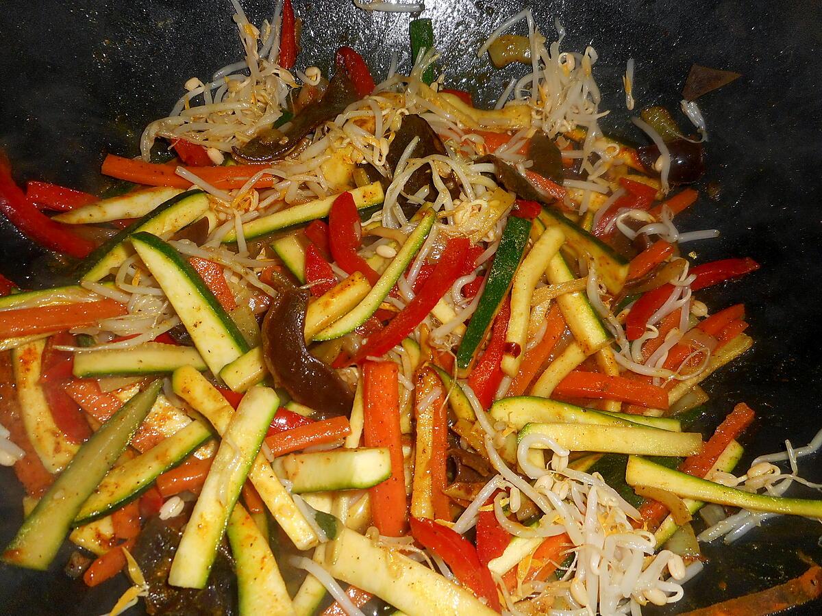 recette Wok de nouilles chinoises aux légumes