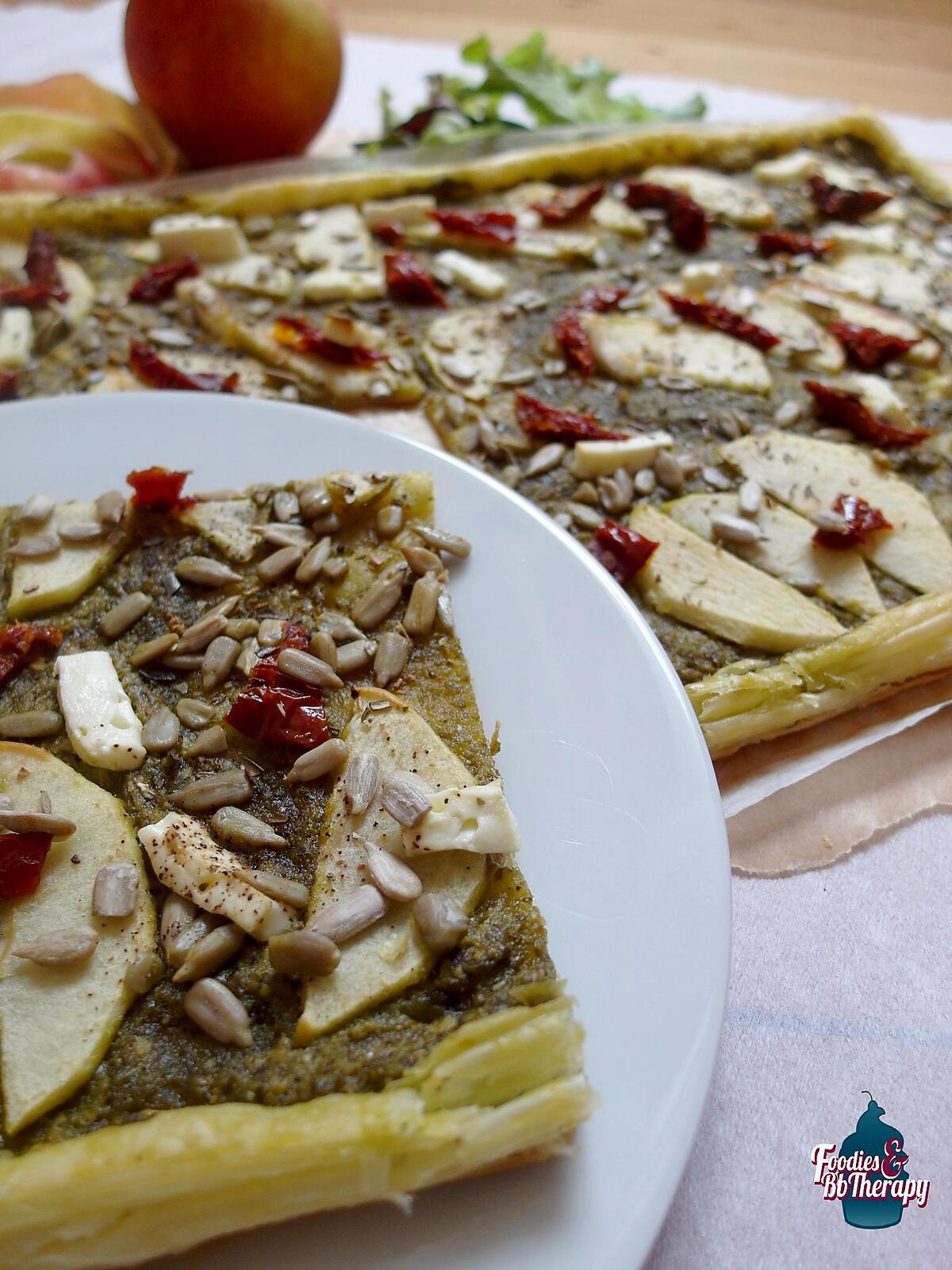 recette tarte fine au pesto et pommes