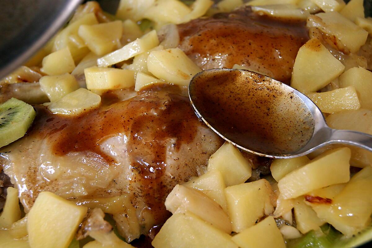 recette Cuisses d'oie (ou de canard) caramélisées et aux kiwis