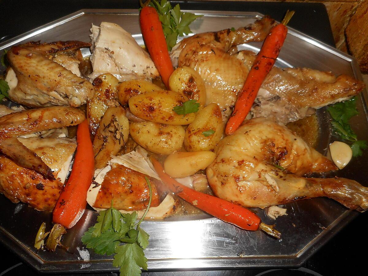 recette Poulet roti a la moutarde et ses légumes