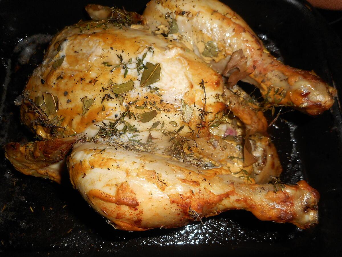 recette Poulet roti a la moutarde et ses légumes