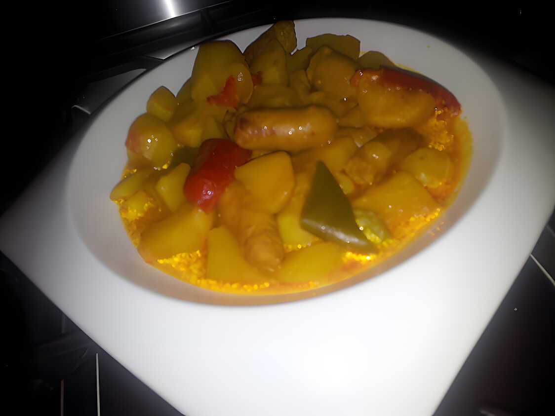 Recette de Ragoût de Pommes de terre à la tomate et chipolatas