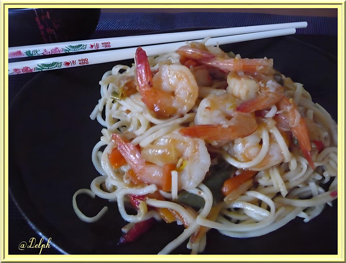 recette Nouilles chinoises aux crevettes