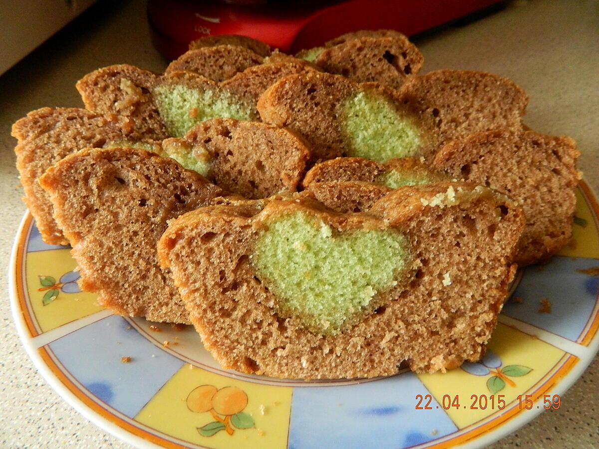 recette Cake chocolat et son coeur menthe