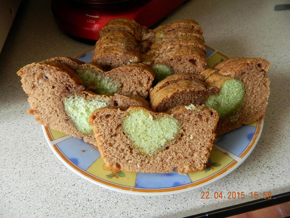 recette Cake chocolat et son coeur menthe