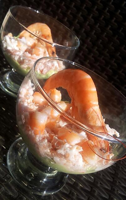 recette Verrines avocat saumon et crevettes