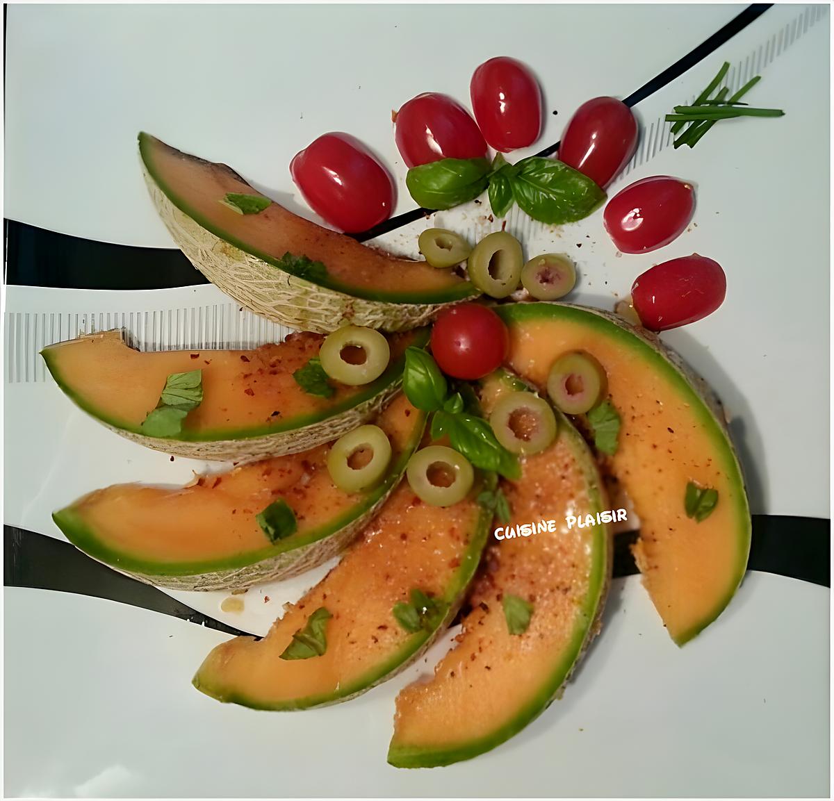 recette CARPACCIO DE MELON au basilic & huile d’olive