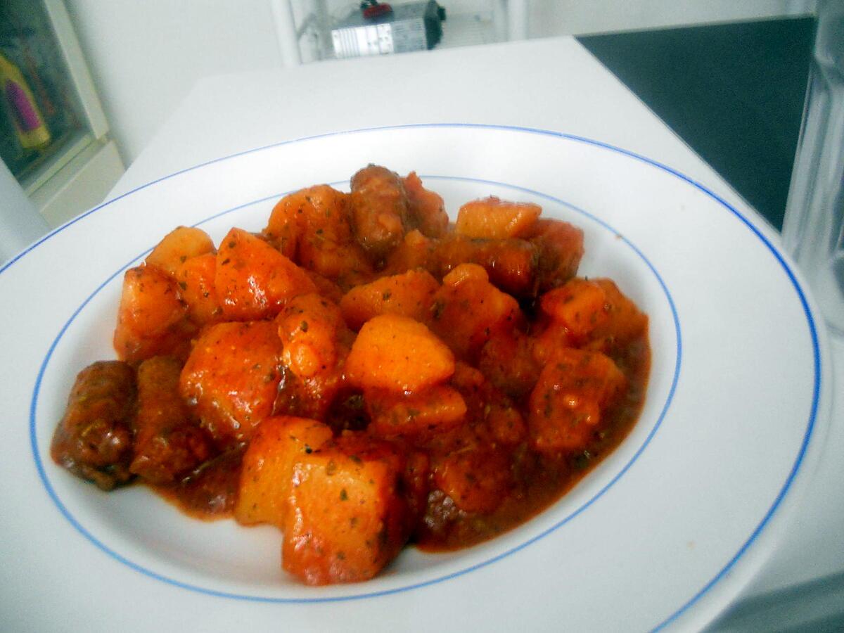 recette Ragoût de pomme de terre au merguez