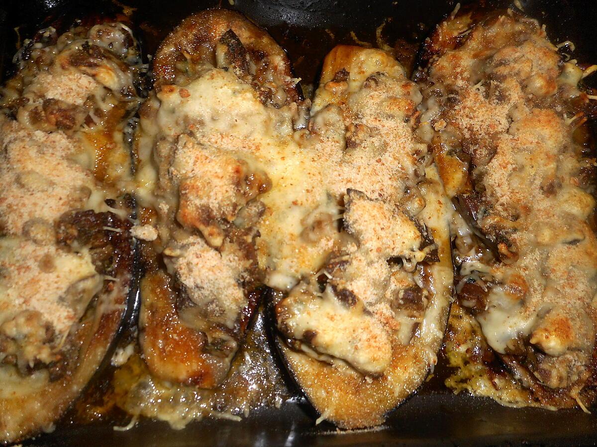 recette Aubergines farcies aux foies de volaille