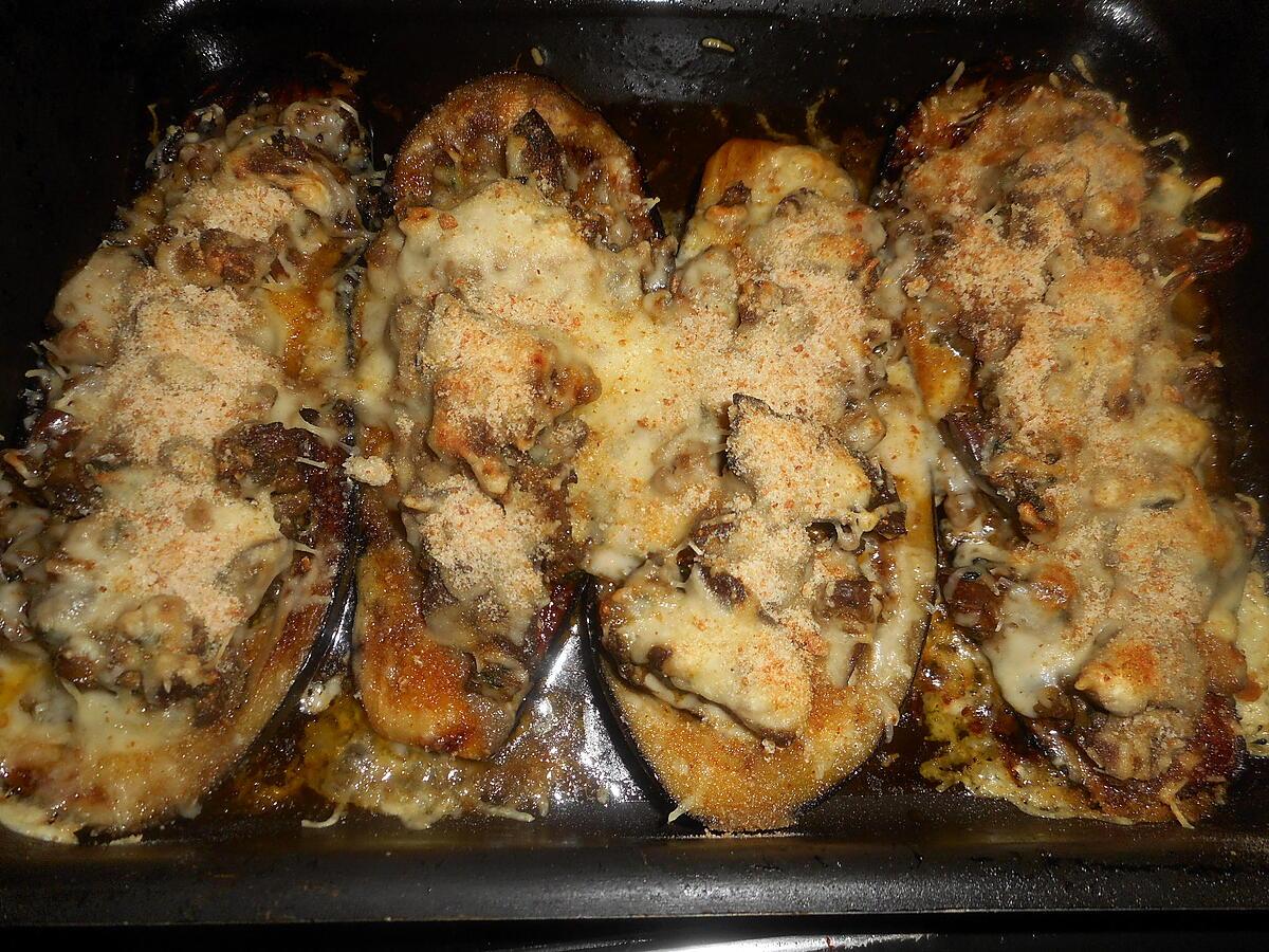 recette Aubergines farcies aux foies de volaille