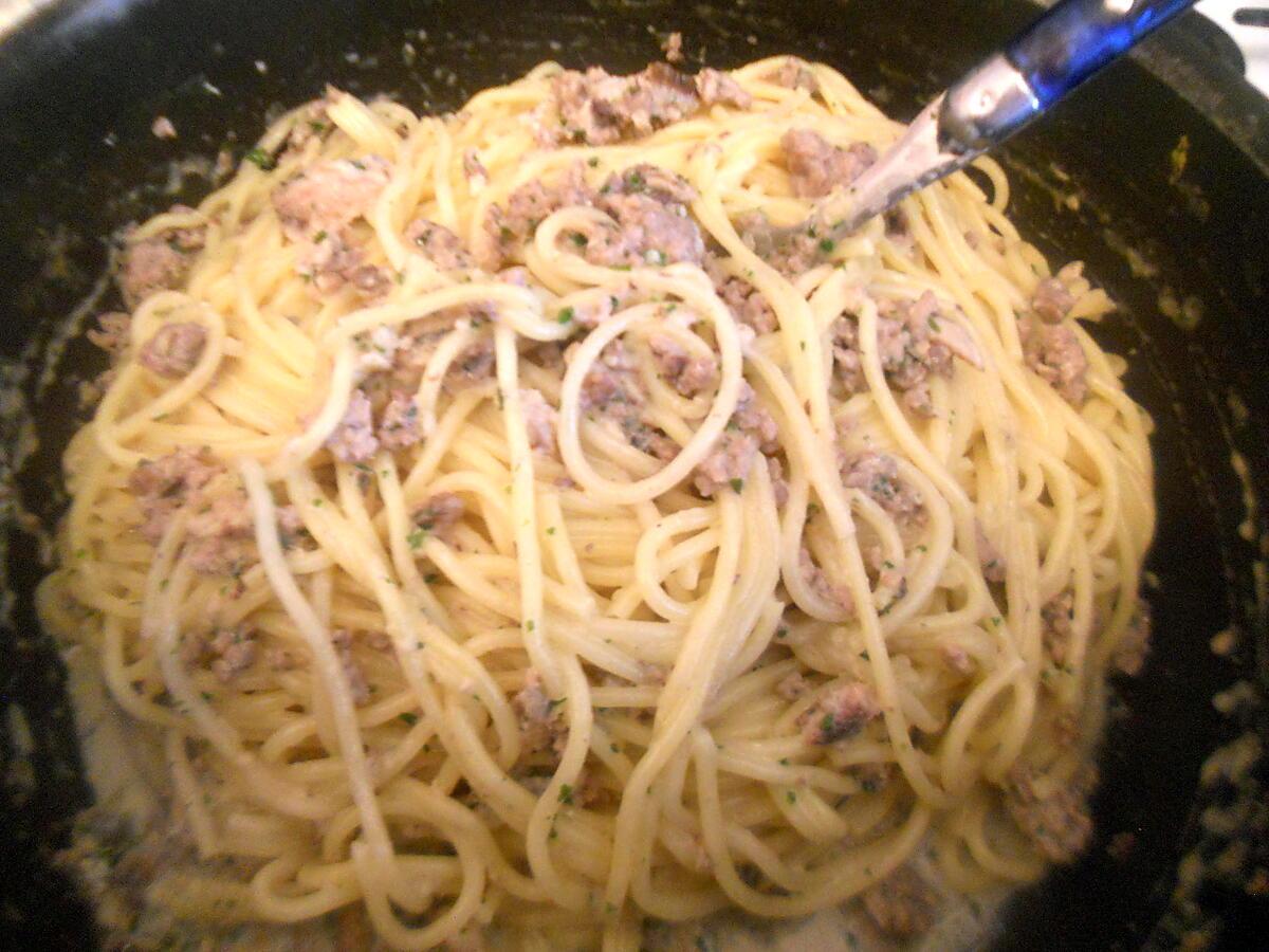 recette Spaguettis aux sardines et viande haché