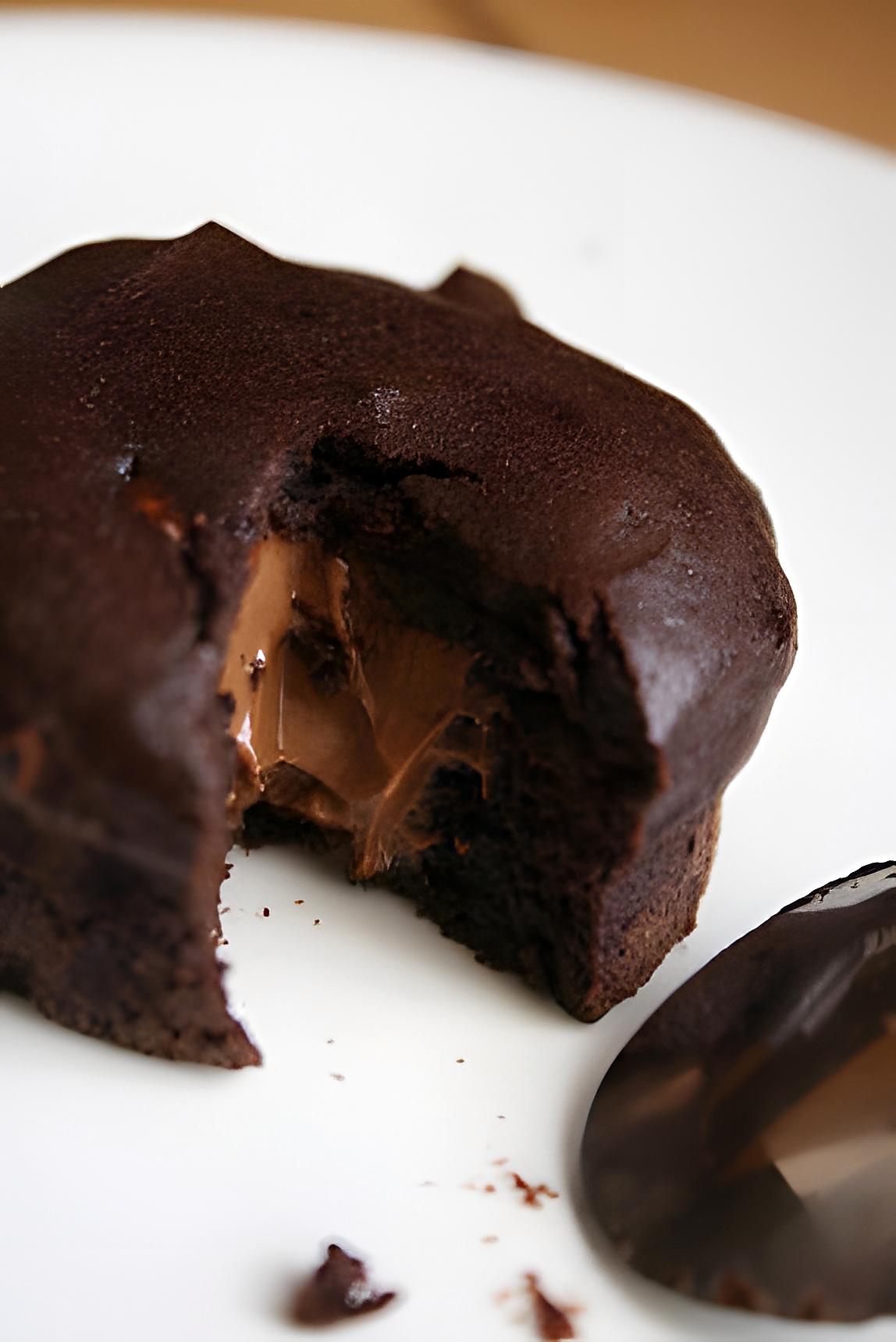recette Moelleux chocolat noir au coeur fondant de praliné