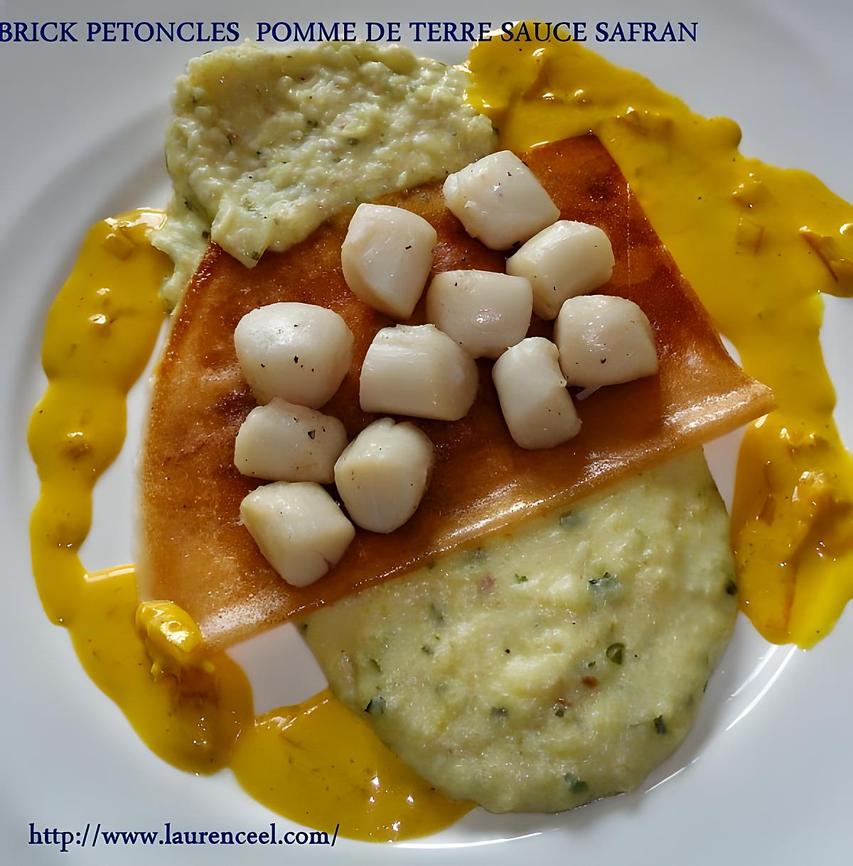 recette BRICK PETONCLES POMME DE TERRE SAUCE SAFRAN