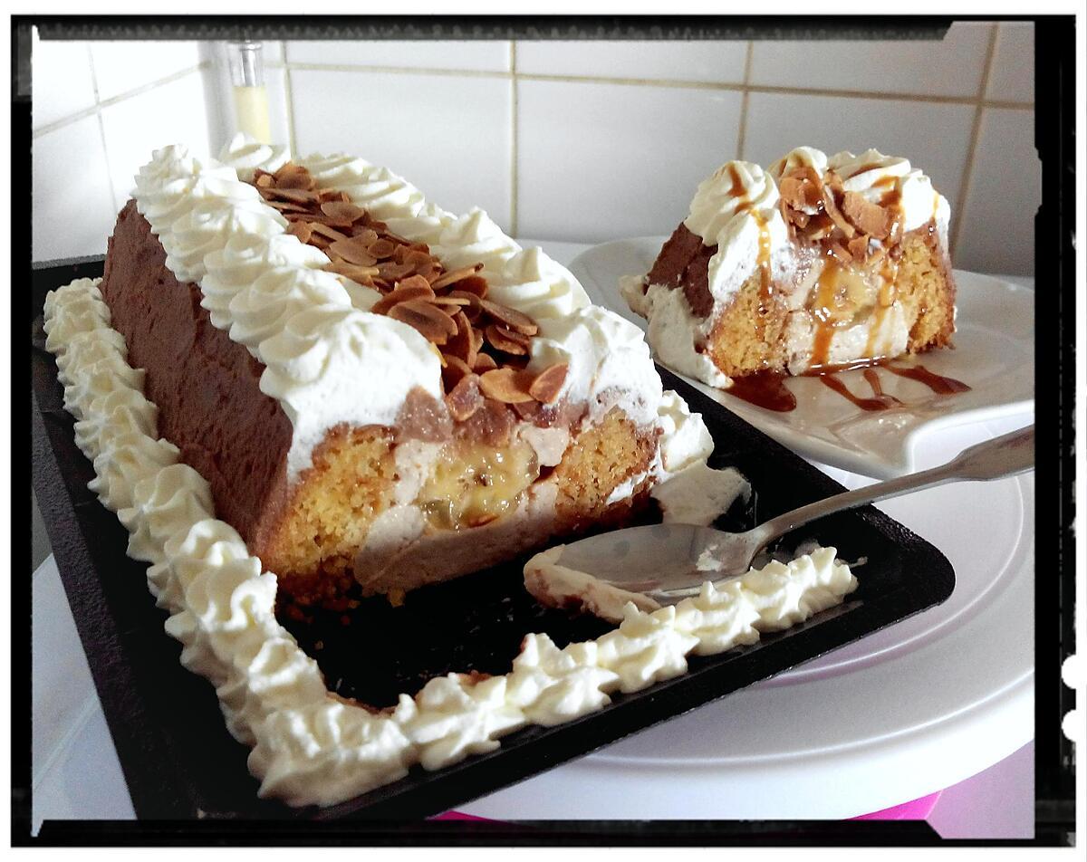 recette victoria cake banana crème petit suisse au miel enrobage chocolat chantilly