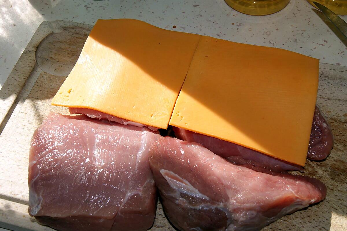 recette Roti de porc aux trois fromages et aux pêches