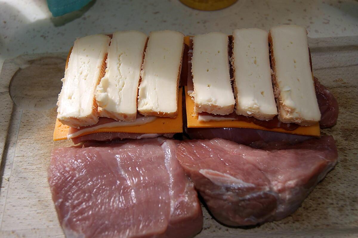 recette Roti de porc aux trois fromages et aux pêches