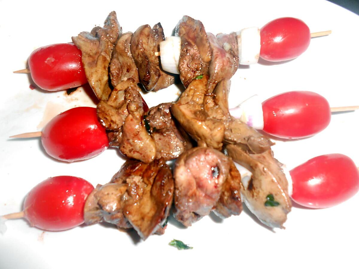 recette BROCHETTES DE FOIES DE VOLAILLE