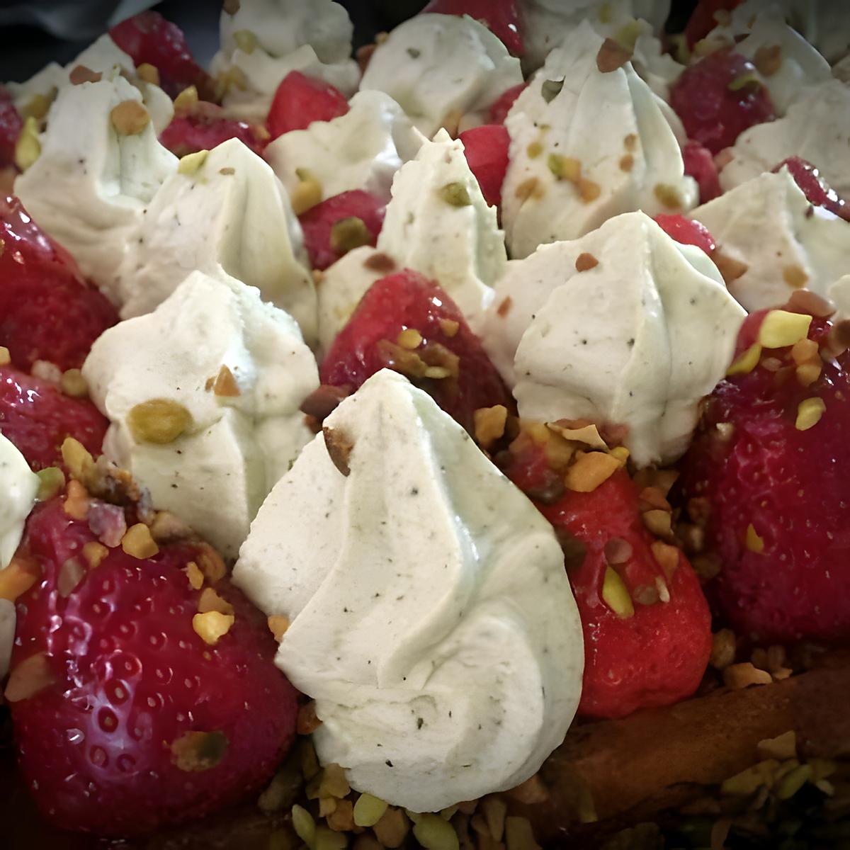 recette La fameuse tarte aux fraises/pistache de Michalak