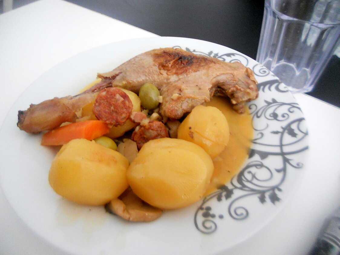 Recette de Cuisses de canard au chorizo vin blanc