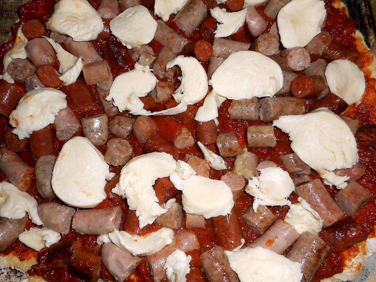 recette Pizza aux saucisses et merguez