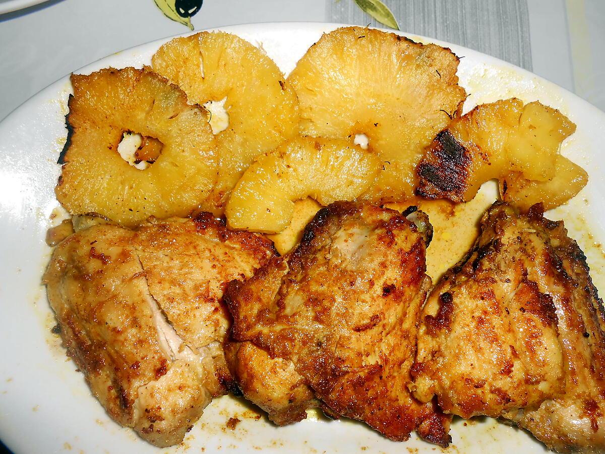 recette POULET GRILLE AU CURRY ET ANANAS