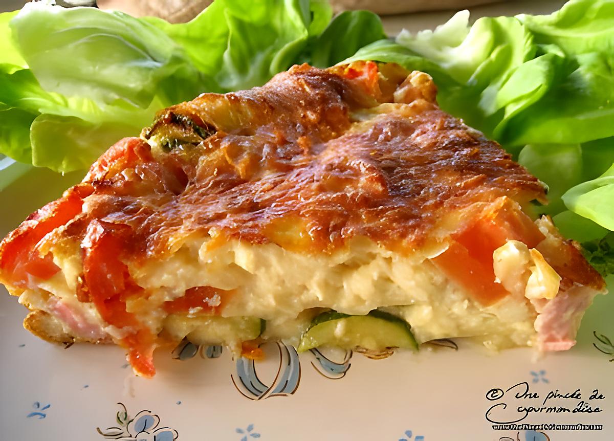 recette Clafouti à la tomate, courgette et jambon