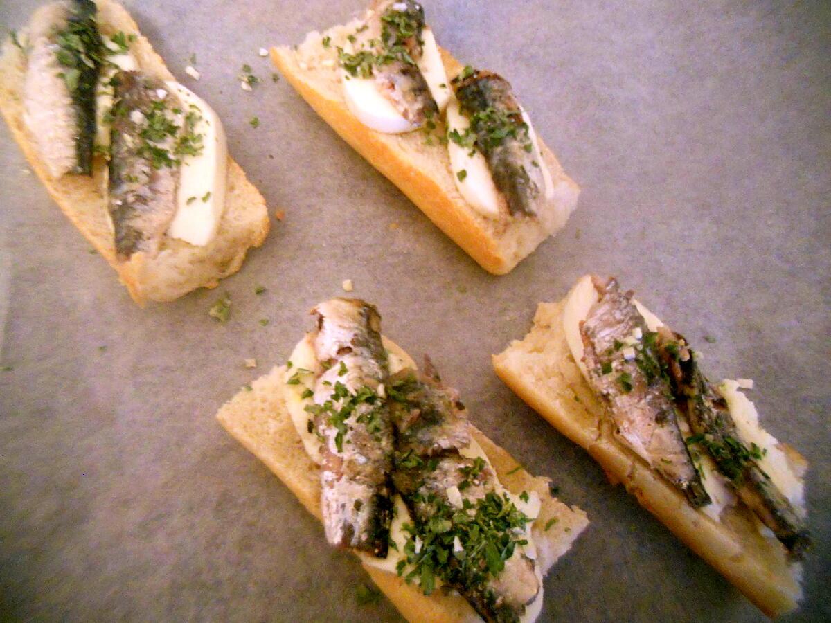 recette Tartine gratiné sardine mozzarella