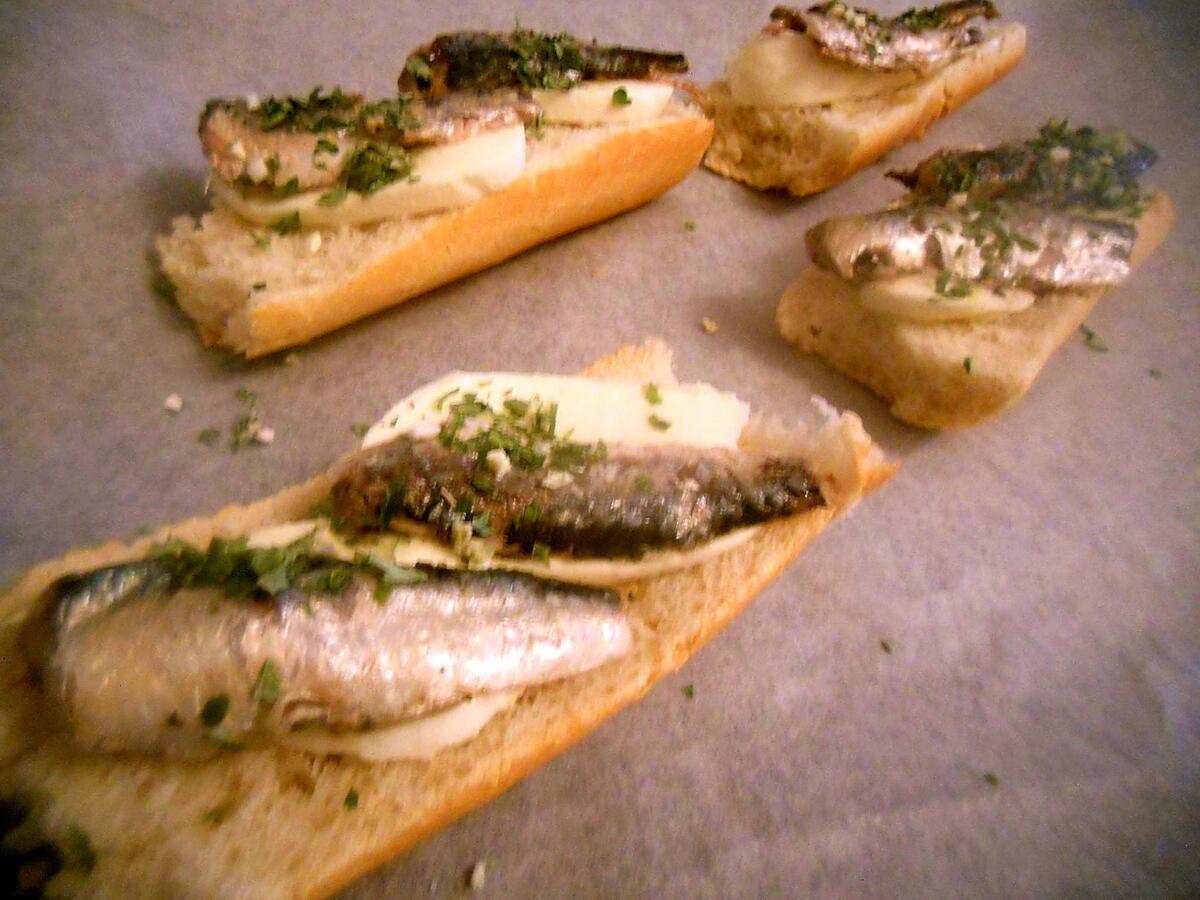 recette Tartine gratiné sardine mozzarella
