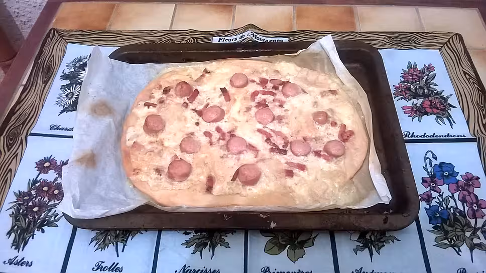 recette Pizza blanche Alsacienne à ma façon