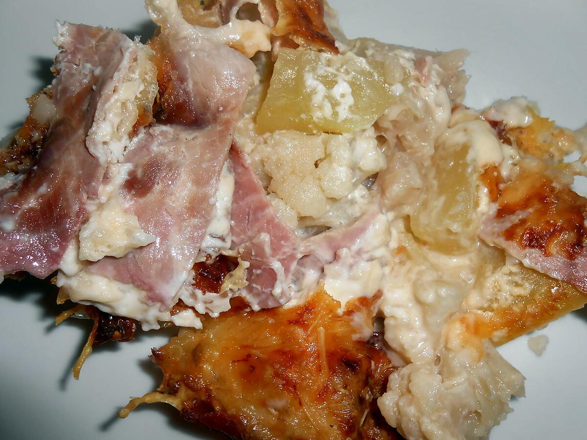 recette GRATIN DE CHOU FLEUR AU JAMBON