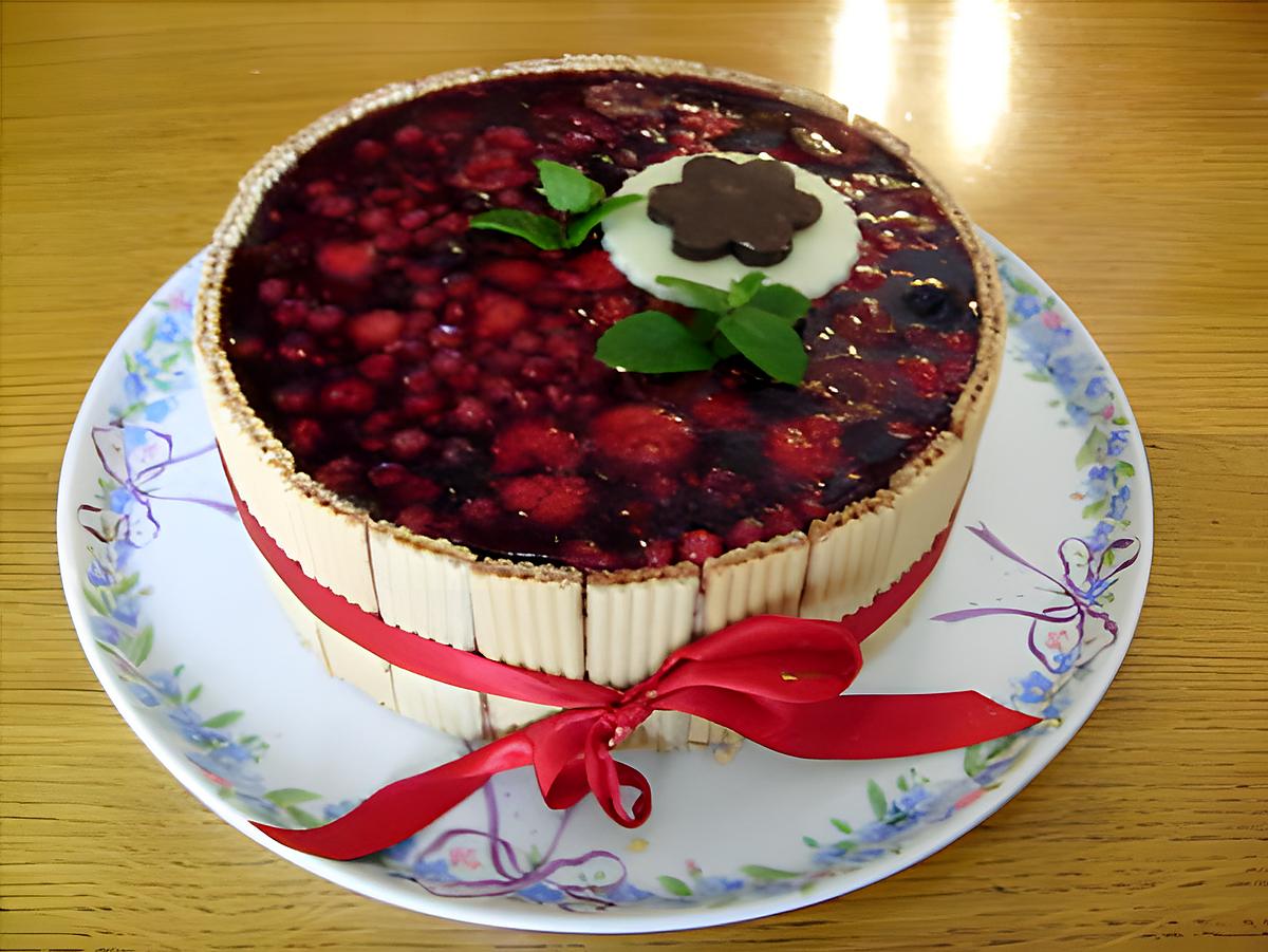 recette Entremets Framboises, Chocolat Blanc et Fruits Rouges en Gelée