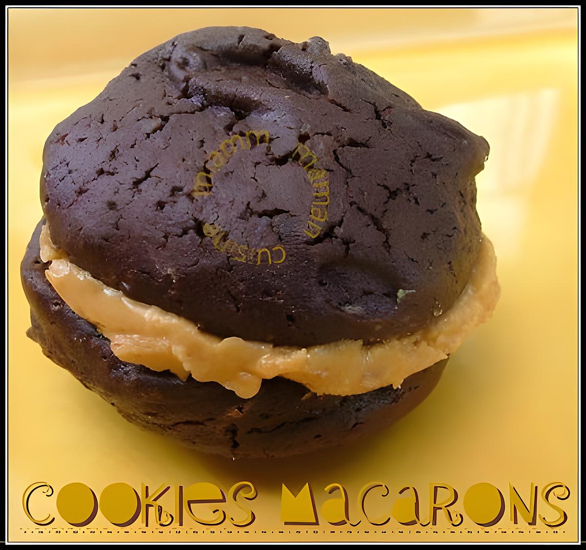 recette Cookie/macaron au chocolat noir & beurre de cacahuètes
